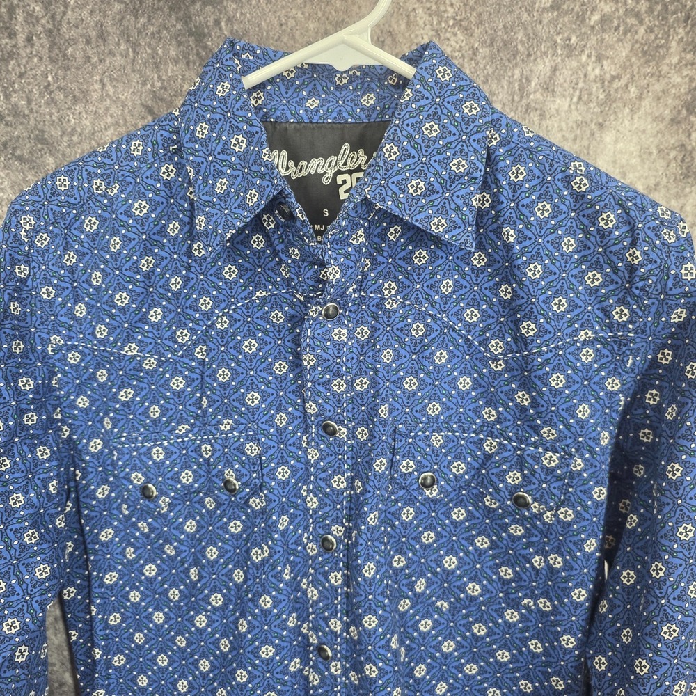 Wrangler 20X Western Shirt Mens Small Blue Pearl Snap Cowboy Rodeo‎ Sawtooth - Picture 3 of 11
